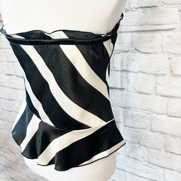 White House Black Market Satin Black & White Strapless Top | Size XS - Picture 7 of 11